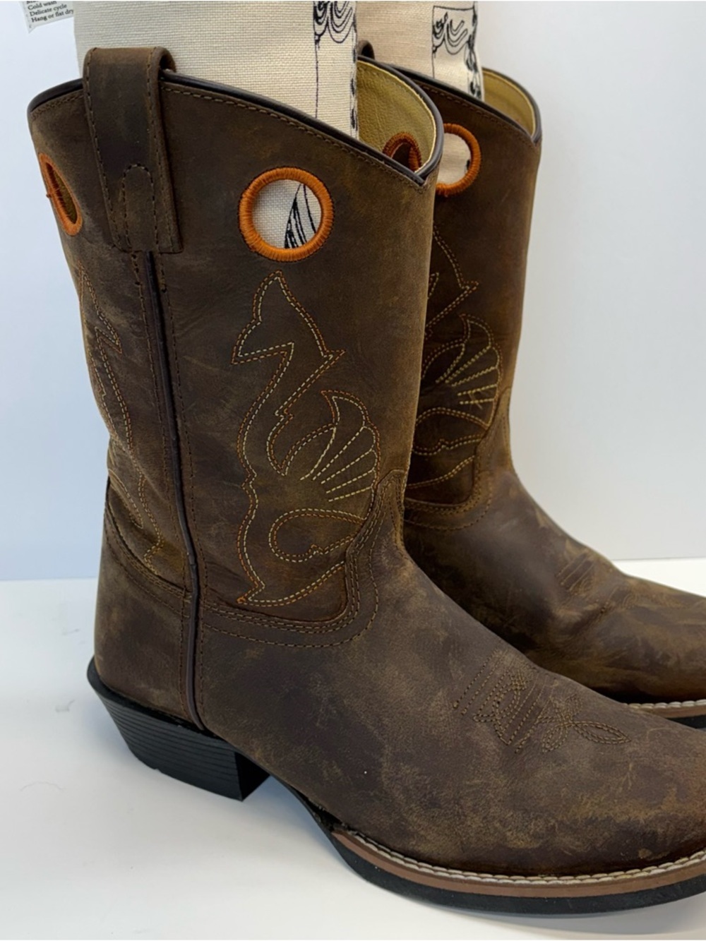 Masterson Boot Co Women's Brown Leather Cowboy Boots Size 4.5 Western Square Toe